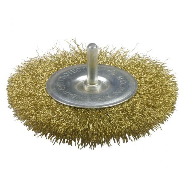 Amig Escova Circular Arame Latonado, Espigao ø 6 mm, 4H X 60 X 0,3 X 15 mm Mod. 34730
