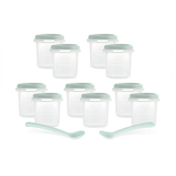 Miniland Recipiente de Conservação de Alimentos Hermisize Dolce Set Mint 10 Un. + 2 Colheres