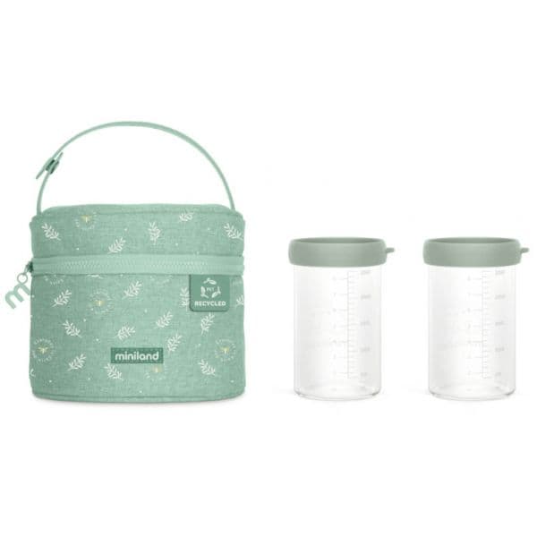 Miniland Saco Isotérmico Frog + Recipientes de Vidro 2x250 ml Verde Água