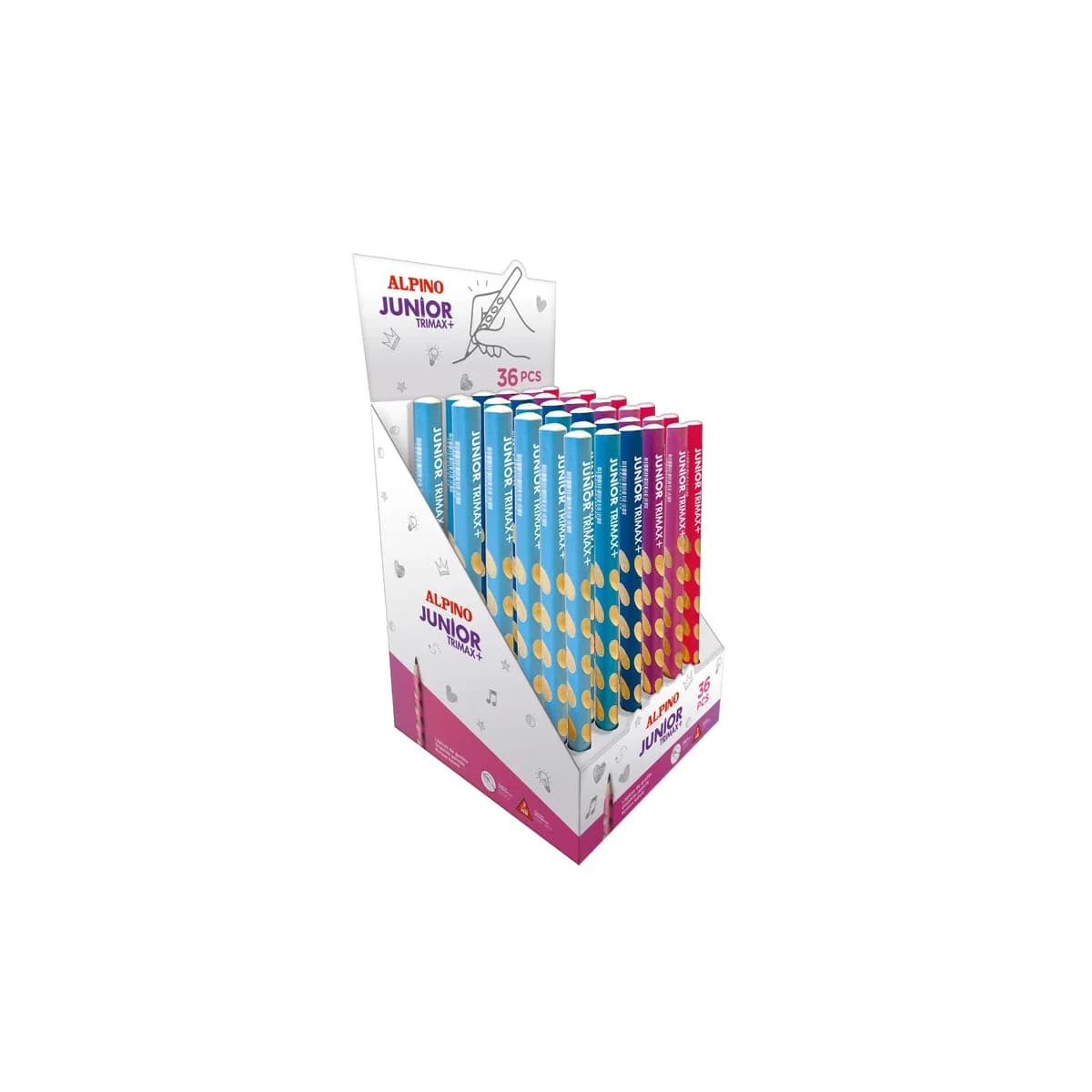 Lapices de grafito alpino junior trimax+ expositor de 36 unidades