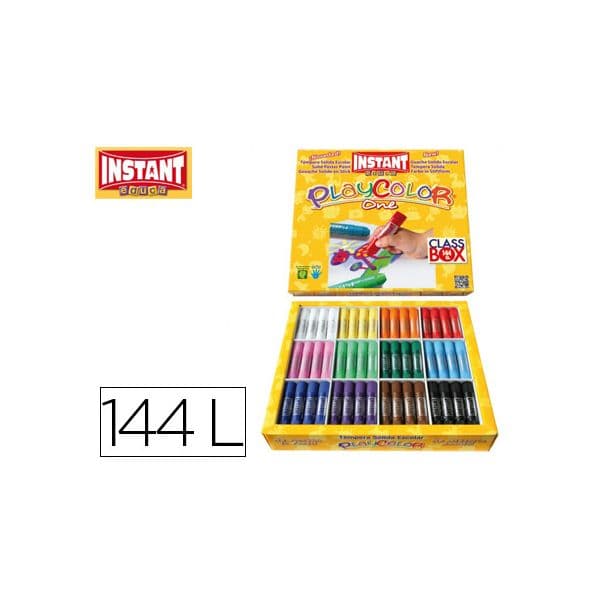 Instant Pack 144 Barras Guache Sólido PlayColor One ClassBox 12 Cores