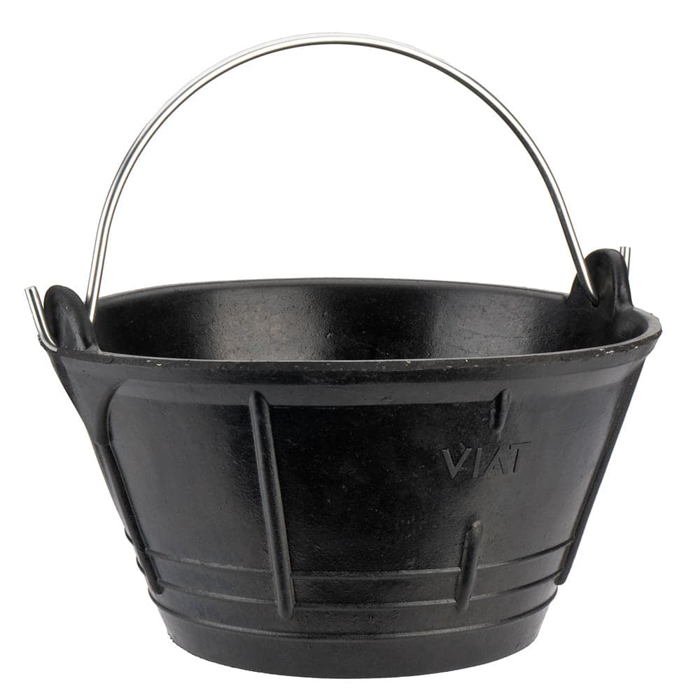 BALDE DE BORRACHA PRETA ITALIANA 10 L, COM CABO DE METAL.