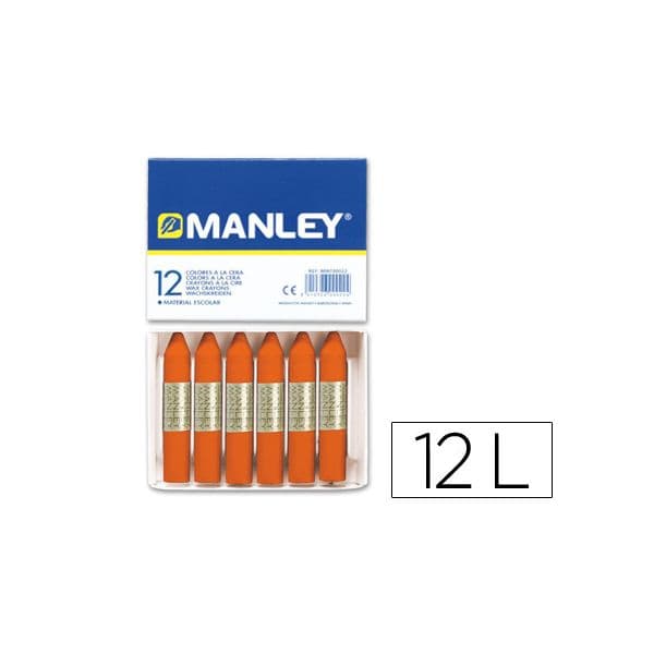 Manley Caixa Lápis de Cera 6 Laranja 12 un.