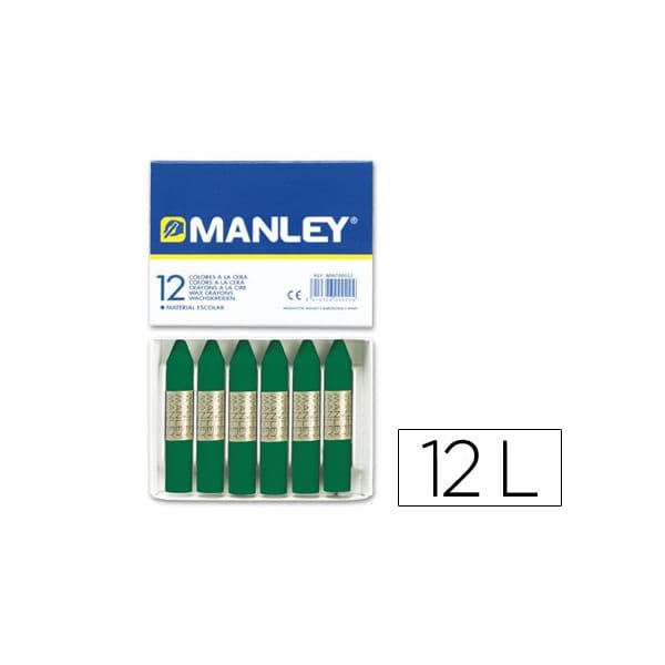 Manley Lápis de Cera Verde Esmeralda 12 un.