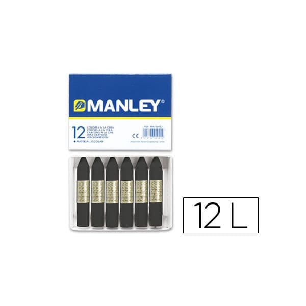 Manley Caixa Lápis de Cera 30 Preto 12 un.
