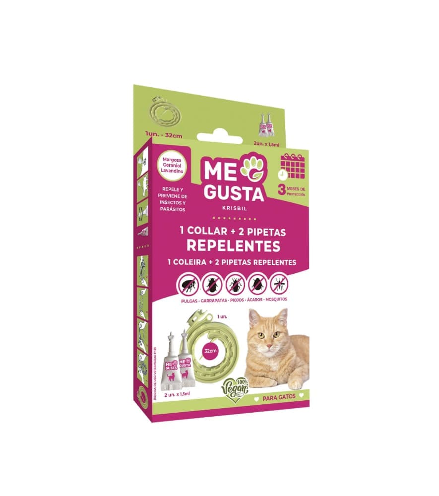 Me Gusta Clip Strip Pack Coleira + 2 Pipetas para Gato