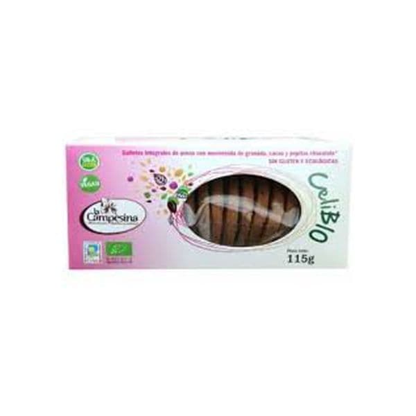 La Campesina Biscoitos Celibio de Aveia Integral com Geléia, Cacau e Nuggets sem Glúten Bio 115 g