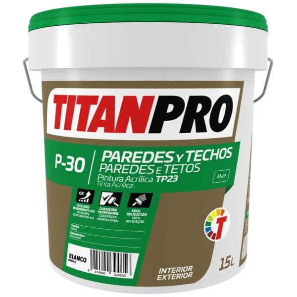 Titan P-30 Tinta Acrílica Interior Mate 15L