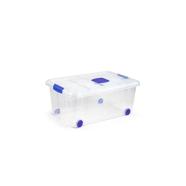 Plastic Forte Caixa Armazenagem Transparente Rodas 36L Nº3
