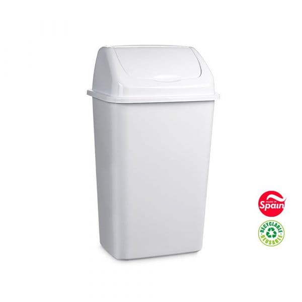 Balde do Lixo 15L Plástico Branco Tampa Basculante