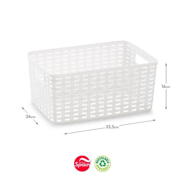 Plastic Forte Caixa Arrumação Rattan Nº3 10L Branco