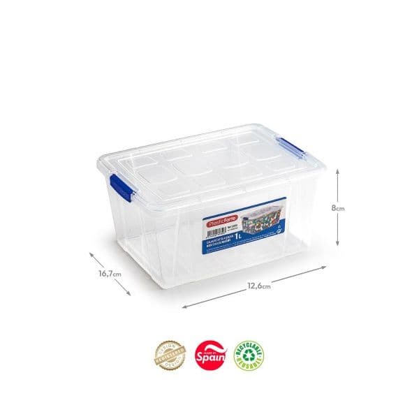 PlasticForte Caixa de Arrumação Transparente 1L