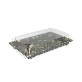 Caixa com Tampa Plástico Sushi 22x14x4cm Preto 50un - 6621124