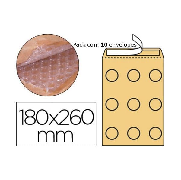 Envelopes Almofadados 180x260mm Nº 4 (packs com 10) - 26013