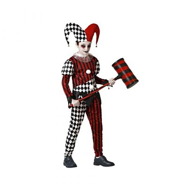 Atosa Fantasia De Arlequim Sinistro Para Crianças 10-12 Anos Black / Red / White