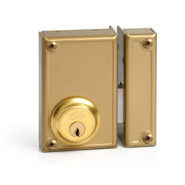 JIS Fechadura de Sobreposição 33-7i Esquerda Preto Dourado 52mm 70mm