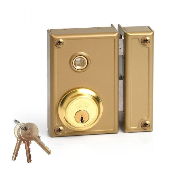 Jis Fechadura de Sobreposição 35-7D Direita Dourado 70 mm Metal com Chave