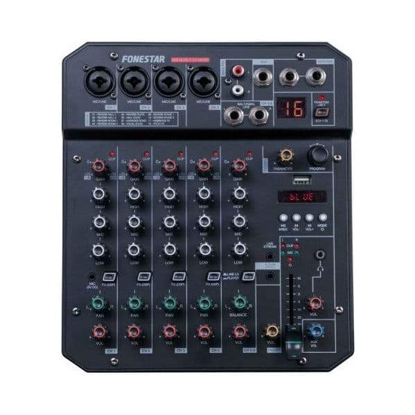 Fonestar Mesa de Mistura 6 Canais C/ Função Live Streaming + Gravador usb - MIX-6LIVE