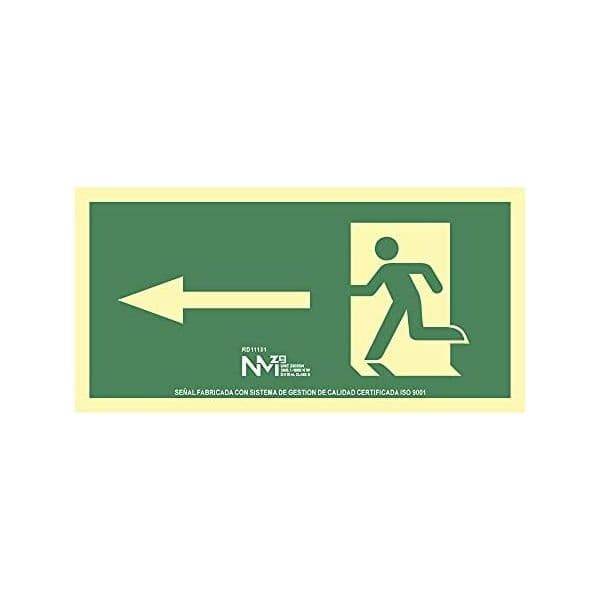 Normaluz Placa de Evacuação Seta Esquerda PVC 1mm Classe A 32x16cm