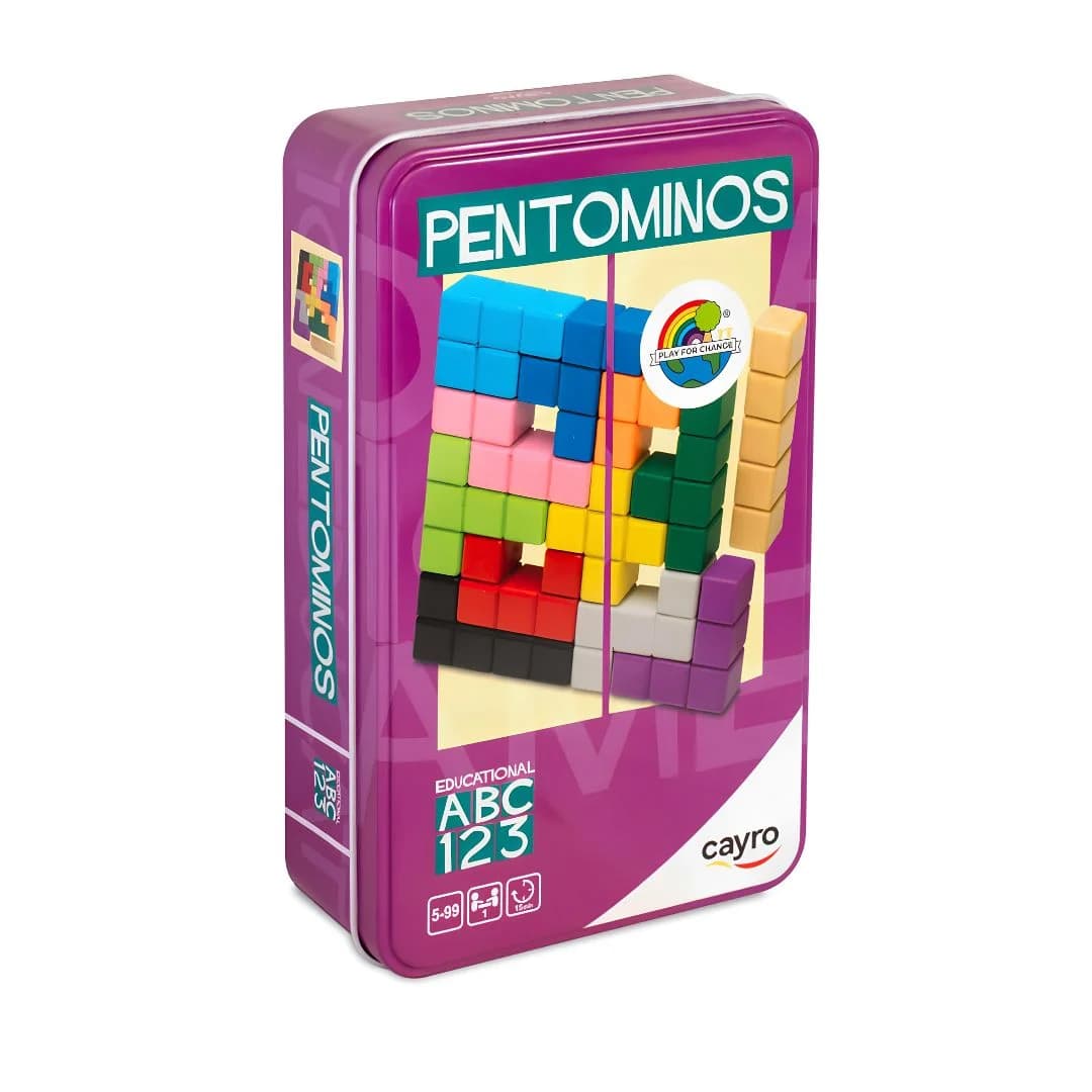 Gayro Jogo de Pentominó de Madeira e Pentaminós em Caixa de Metal com 41 Desafios