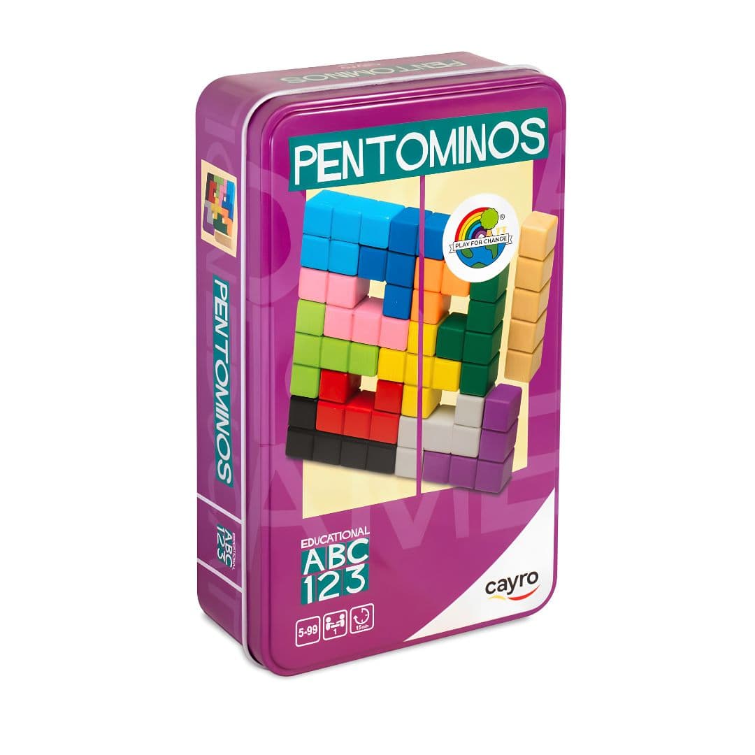 Gayro Jogo de Pentominó de Madeira e Pentaminós em Caixa de Metal com 41 Desafios