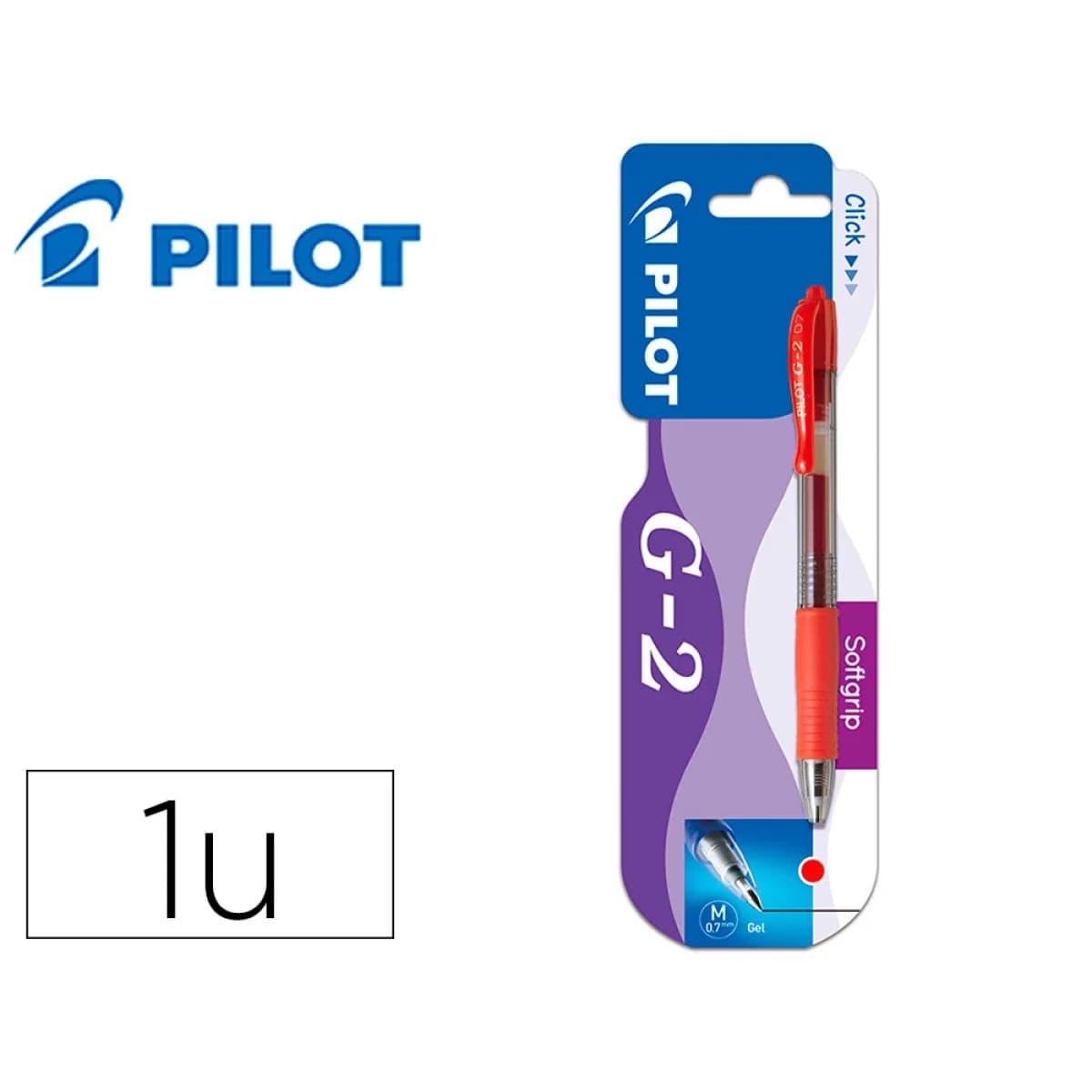 Pilot Blister G-2 Caneta Esferográfica de Tinta de Gel Retrátil Vermelha