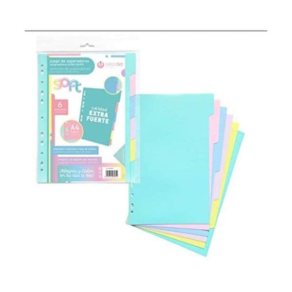 Carchivo Separadores Soft Extra Forte A4 Multicor/Pastel 6 Posições