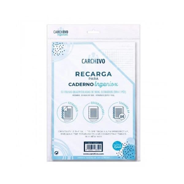 Carchivo Recarga A4 50 Folhas Quadriculadas