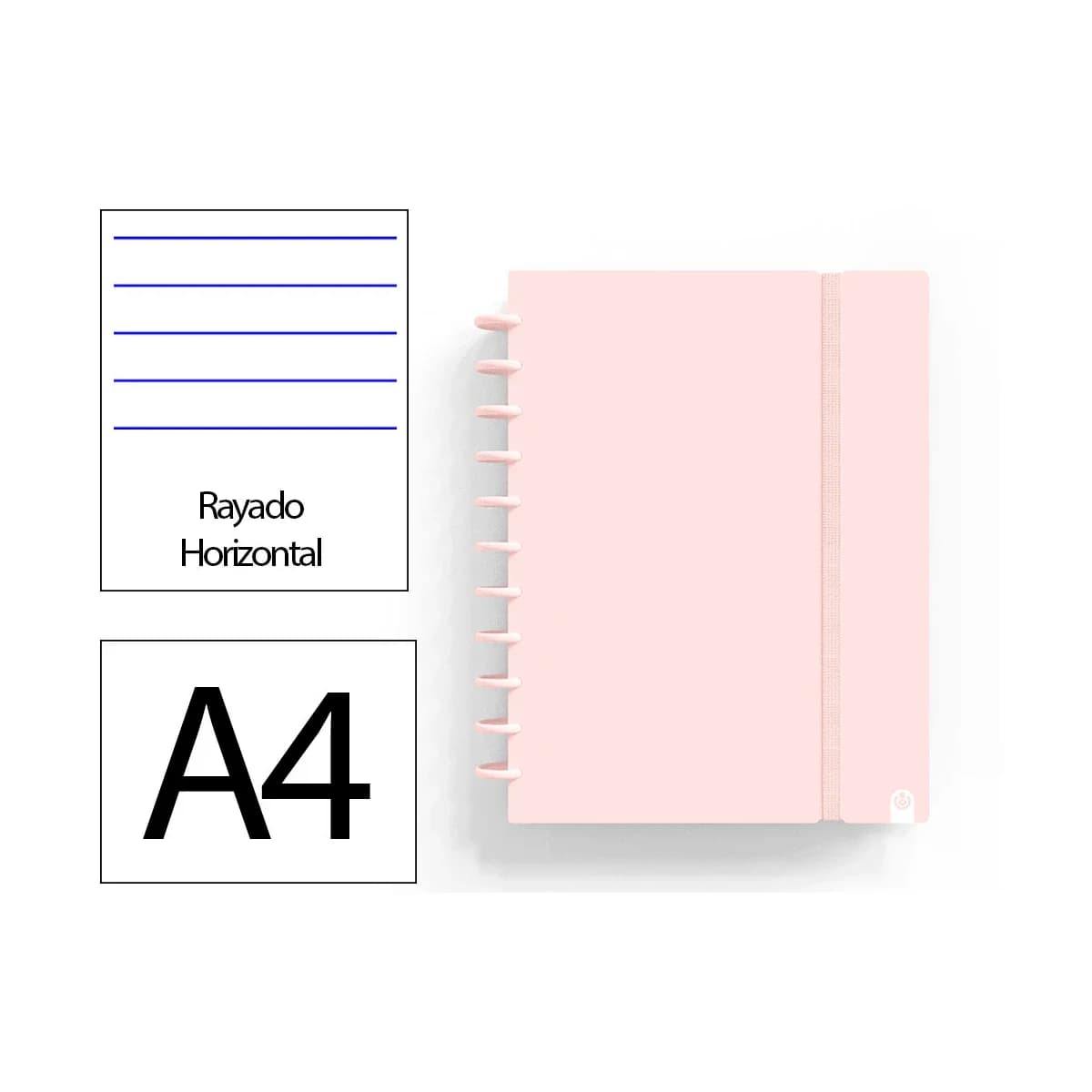 Ingeniox Caderno A4 Pautado 80Fl 100G Foam com Elástico Rosa Pastel 1Un.