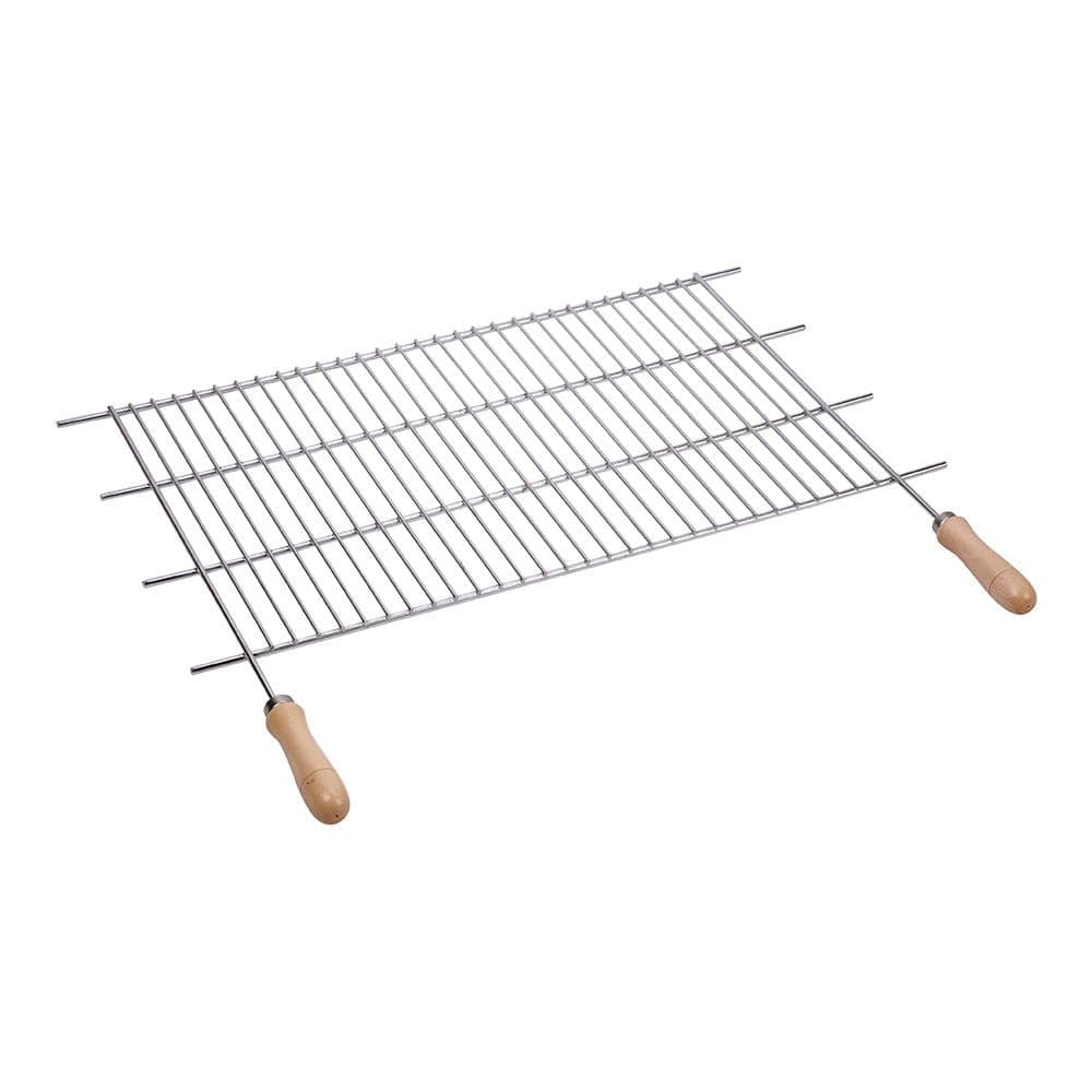 GRELHA DE ZINCO PARA BBQ COM PEGAS DE MADEIRA 80X40CM SÁUVIC