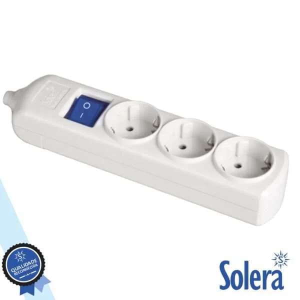 Tomada El?trica C/ 3 Sa?das Schuko Interruptor SOLERA