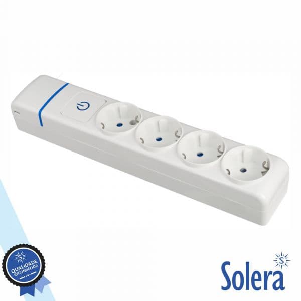 Solera Extensão Elétrica 8004PIL 4 Tomadas Schuko 2P+T 16A 250V com Interruptor Luminoso