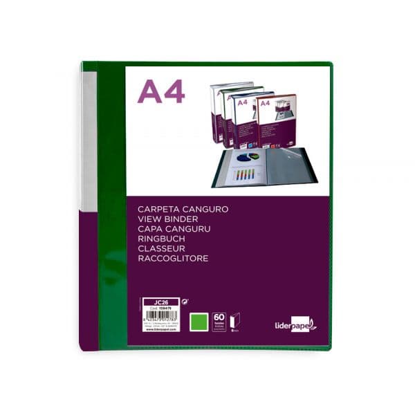 LiderPapel Pasta Canguru LP Verde Translúcido 60 Bolsas