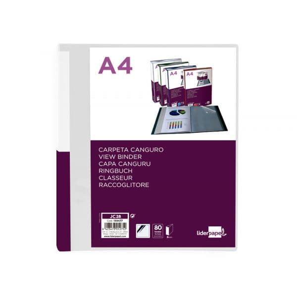 LiderPapel Pasta Catálogo 80 Bolsas A4 Transparente