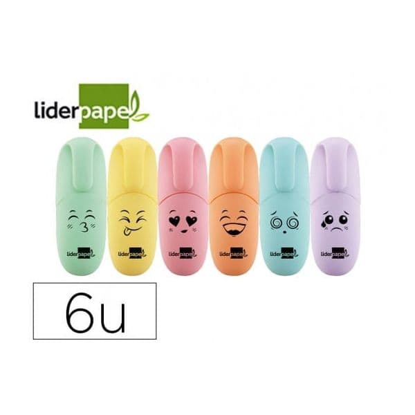 LiderPapel Mini Marcadores Fluorescentes Pastel, Estojo 6 Unidades Cores Sortidas Ponta Biselada
