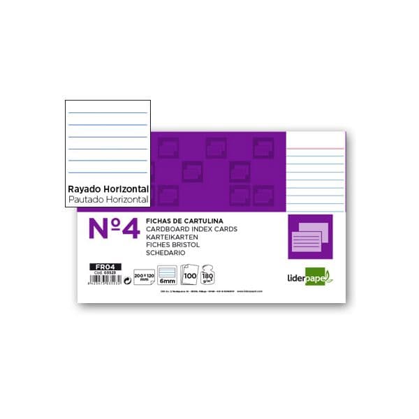 LiderPapel 100 Un. Fichas Cartolina 160x200mm Pautado - FR04