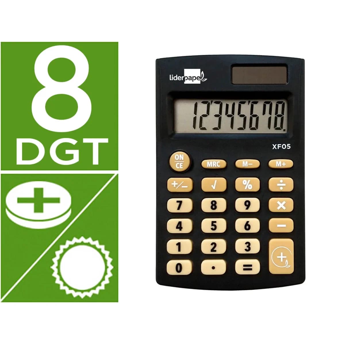 Calculadora Liderpapel de Bolso xf05 8 Dígitos Solar e Pilhas Preto
