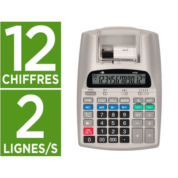 Calculadora LiderPapel com Impressora Ecrã Papel 12 Dígitos Impressão Bicolor