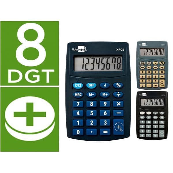 Calculadora Liderpapel Calculadora de Bolso xf04 8 Dígitos Pilhas 99x64x9 mm 16 Unidades Cores Sortidas