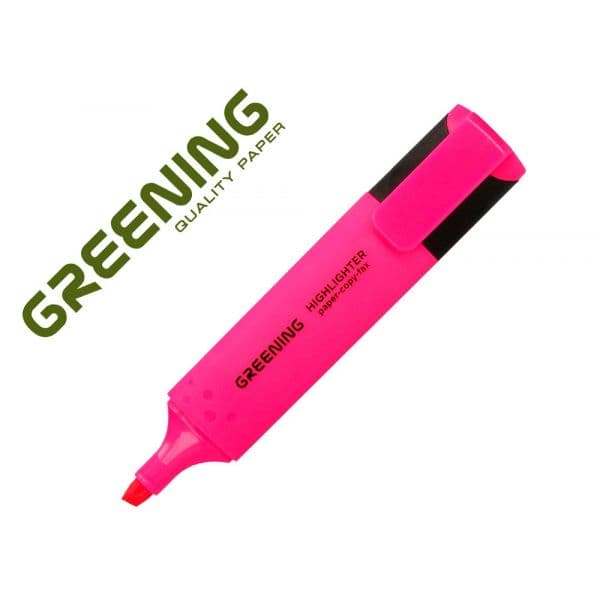 Greening Marcador Fluorescente Ponta Biselada Rosa