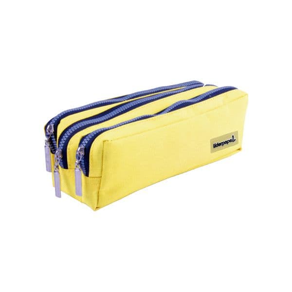 Liderpapel Estojo Rectangular 185x80x70mm 3 Bolsos Amarelo Pastel