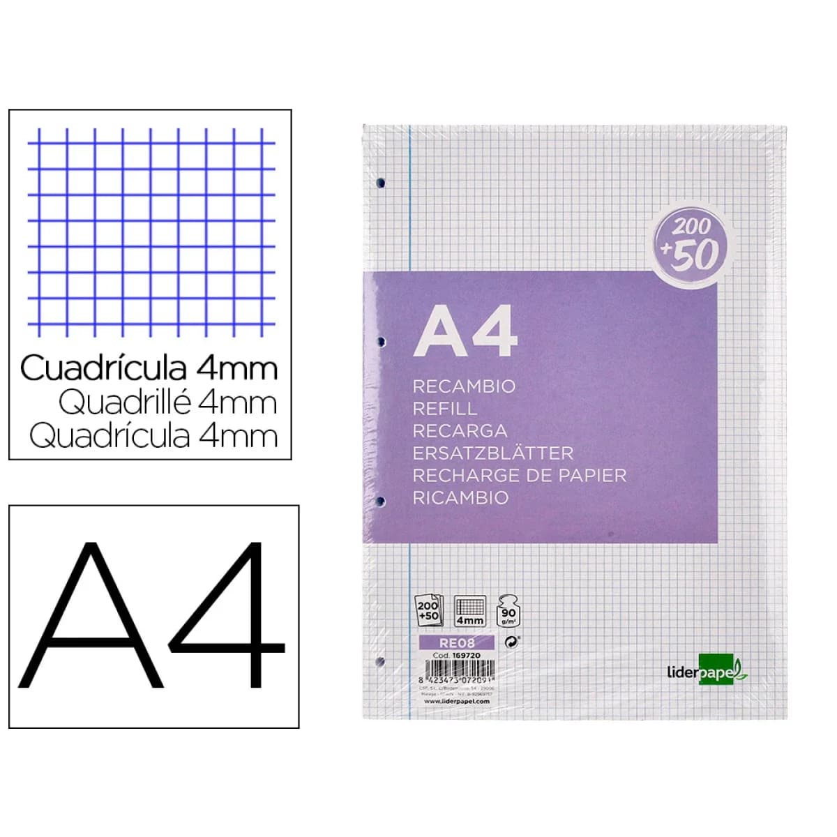 LiderPapel Recarga A4 90g 250 Un.