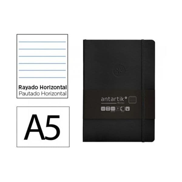 Antartik Caderno Pautado A5 Agrafado 80 Folhas Preto Unidade
