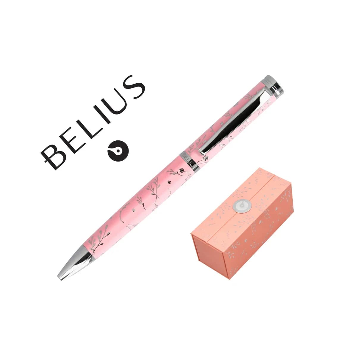 Belius Caneta Esferográfica Bella Rosa Design Prateado Coleção 1 Tinta Azul 1 Un.