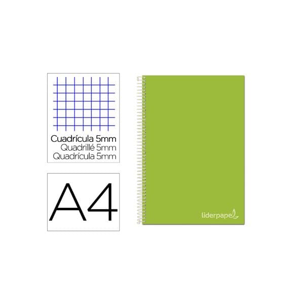 LiderPapel Caderno Quadriculado A4 Espiral 140 Folhas Verde