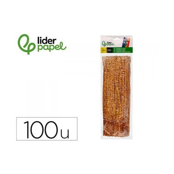 LiderPapel Tiras Chenille 30 cm Douradas 100 Unidades