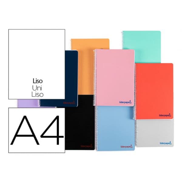 Liderpapel Caderno Liso A4 Espiral 80 Folhas Cores Sortidas