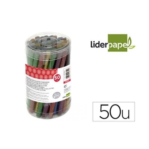 LiderPapel Tubos de Cola Quente com Purpurina, 7mm x 100mm, 50 Unidades