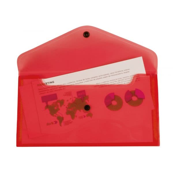 Bolsa Porta Documentos LiderPapel Vermelho Translucido Polipropileno 260x140mm Mola 50 Folhas 12 Unidades