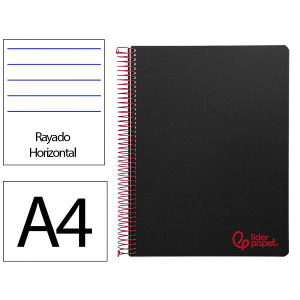 LiderPapel Caderno Pautado A4 Espiral 80 Folhas Preto